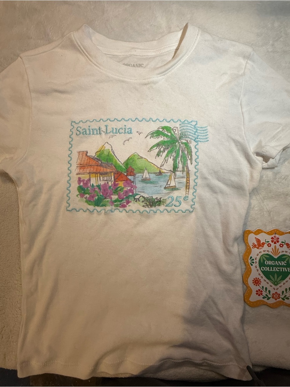 White Saint Lucia Graphic Short Sleeve Tee